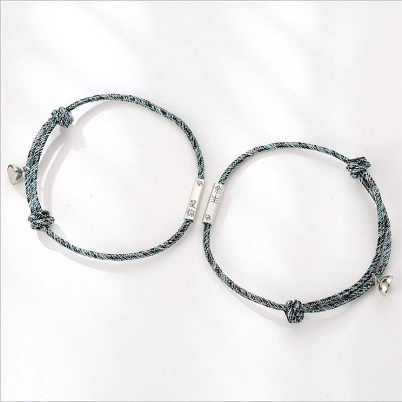 Cặp Vòng Tay Dây Bện Thủ Công Từ Tính Quà Tặng Cho Cặp Đôi