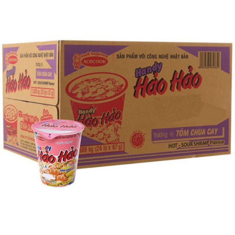 Mỳ ly hảo hảo chua cay thùng 24 ly x 67g