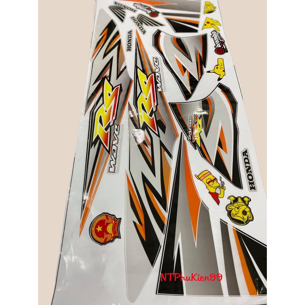 Tem rời Wave Alpha MẪU RS phối màu. Dán cho Wave 50cc/100cc/110cc
