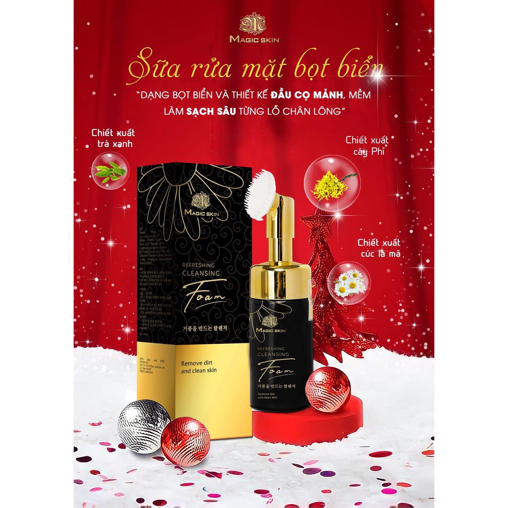 Sữa rửa mặt bọt biển 👍 Refreshing Cleansing Foam Magic Skin 👍 Đầu cọ Massage ✔ CHÍNH HÃNG