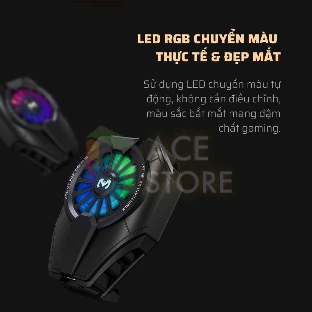 Memo DL06 | Quạt tản nhiệt sò lạnh cho điện thoại có LED RGB, Giảm 10 độ C