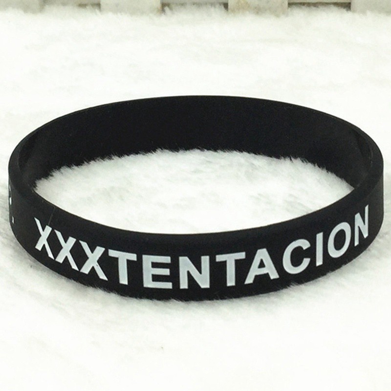 Set 1/2 vòng đeo tay bằng silicon họa tiết rapper Xxxtentacion