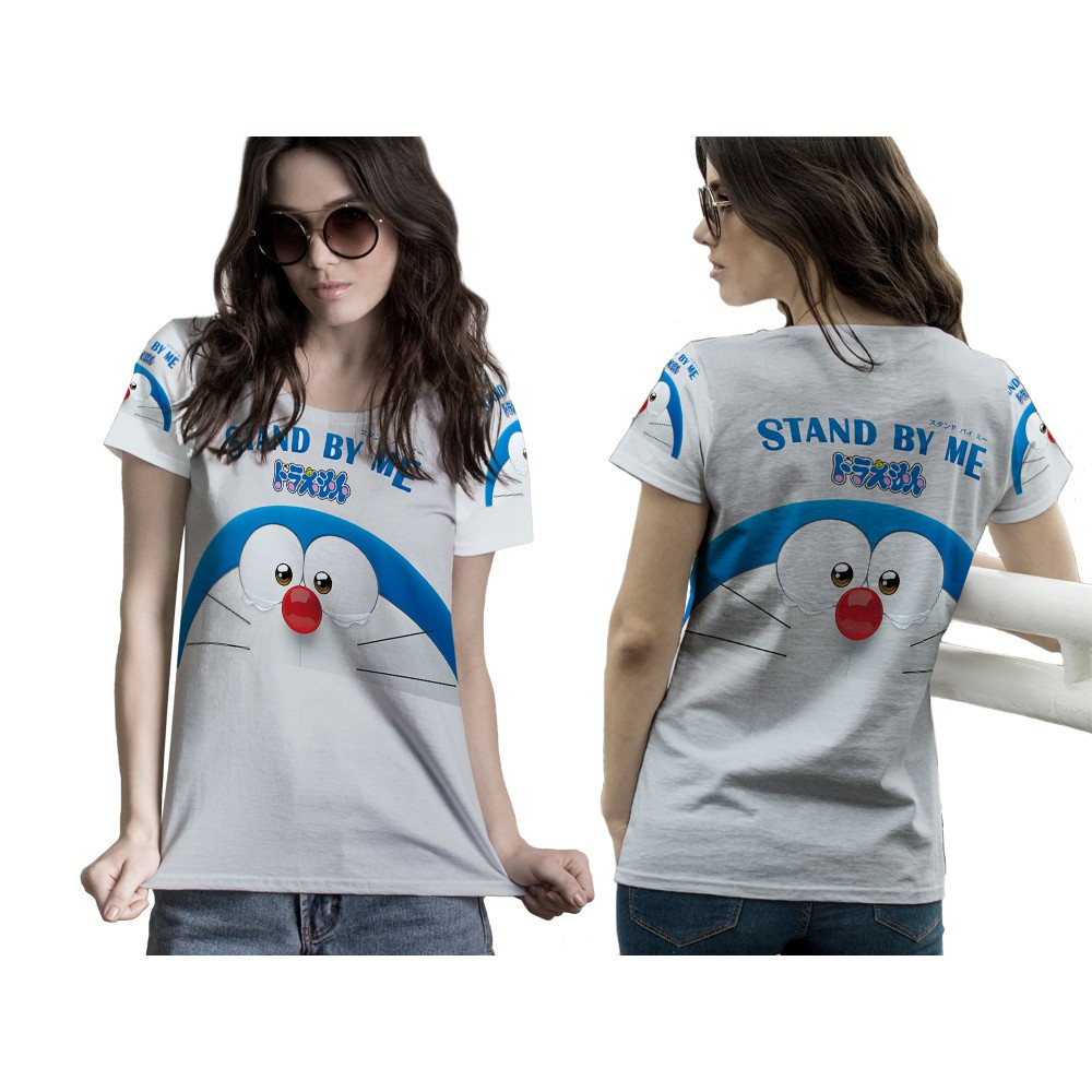 Áo thun tay ngắn in hình Doraemon 3D 004