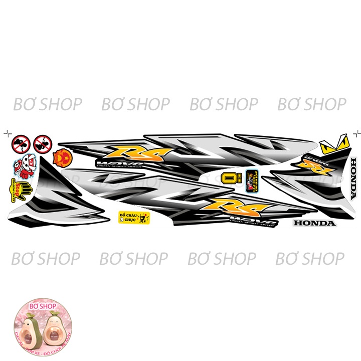 Tem rời WAVE ALPHA 110  Mẫu Chữ RS - BƠ SHOP  - Tem chế 3 lớp cao cấp