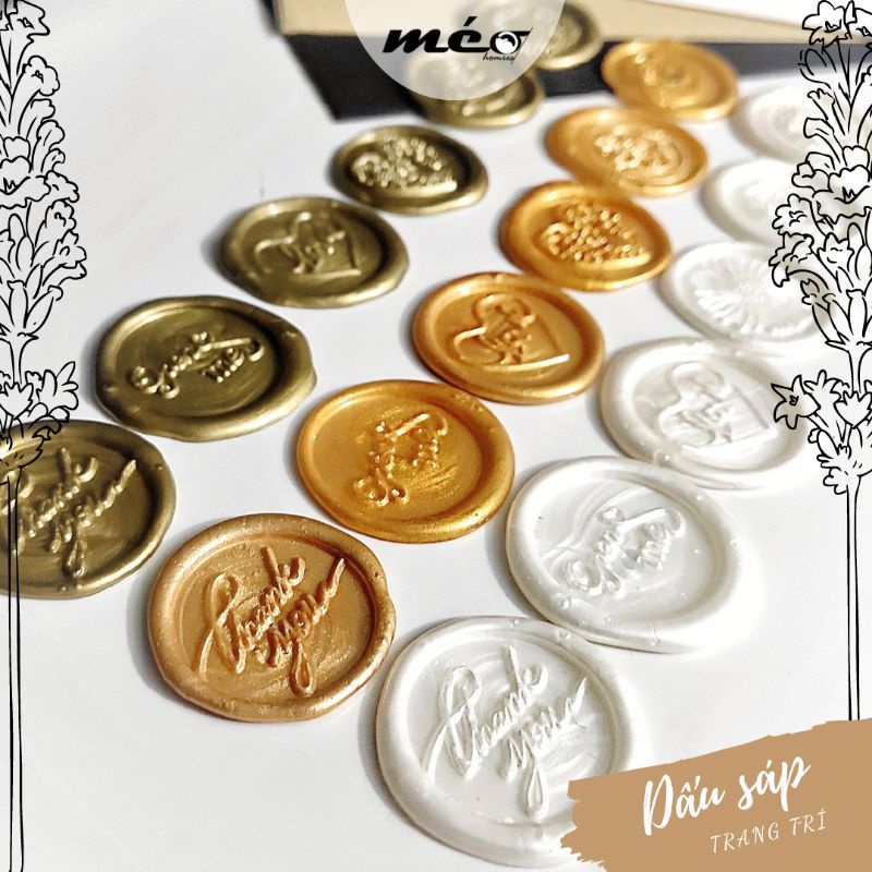 DẤU SÁP Wax Seal - GOLD Style (100% hàng thủ công) niêm phong bao thư, thiệp cưới , trang trí sổ tay, bao bì