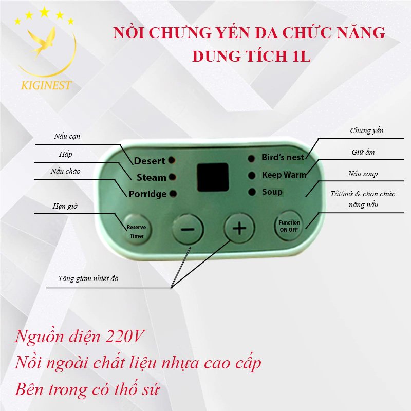 NỒI CHƯNG ĐA NĂNG 1L - CHƯNG YẾN, NẤU CHÁO, HẦM SÚP...