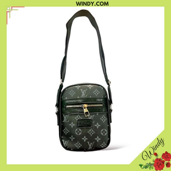 Túi đeo chéo nam unisex lv dáng đứng chất da mềm dây dù cao cấp