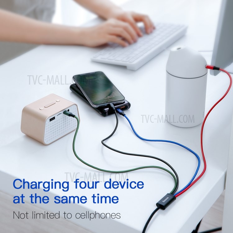 Cáp sạc 4 in 1 ( Micro Usb, 2 đầu Type C, Lightning ) Baseus