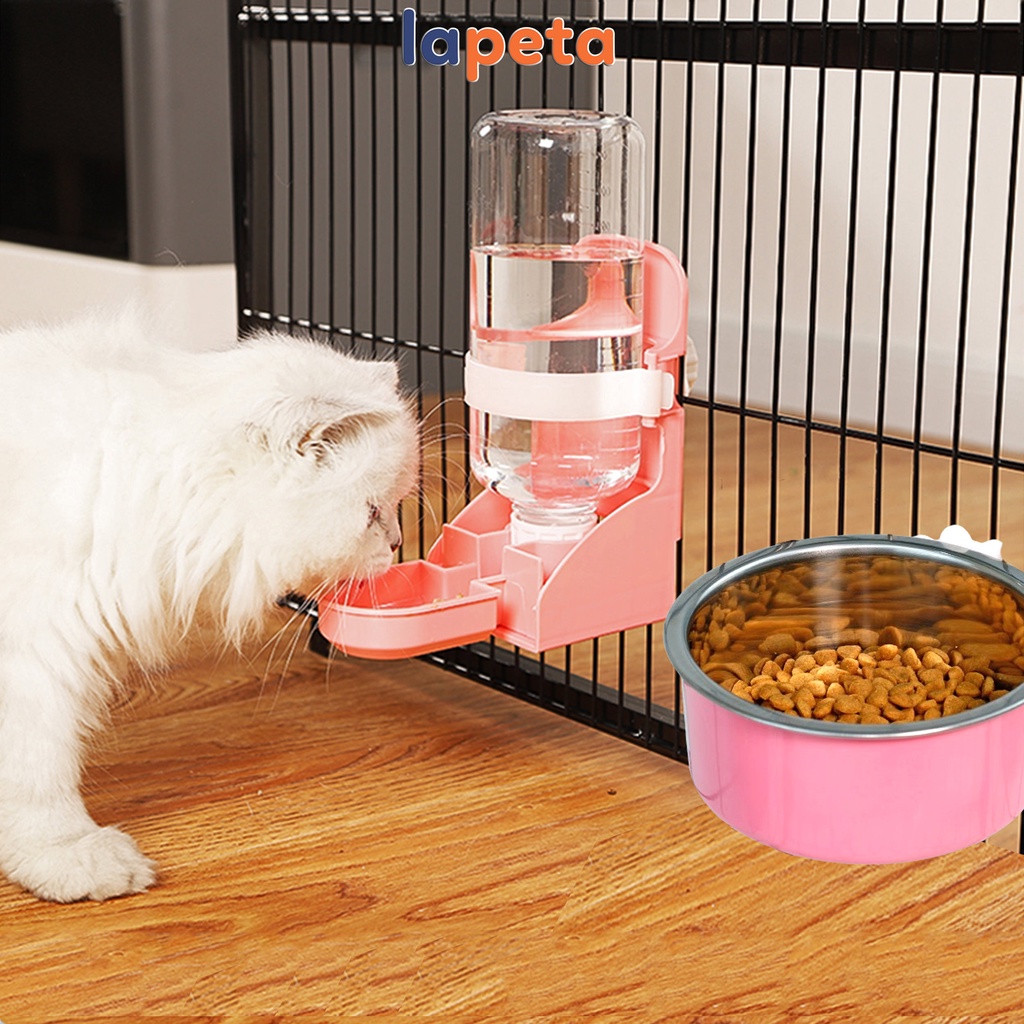 Bình nước gắn chuồng cho chó, gắn lồng mèo thỏ thú cưng khay 2 chiều trong ngoài 500ml