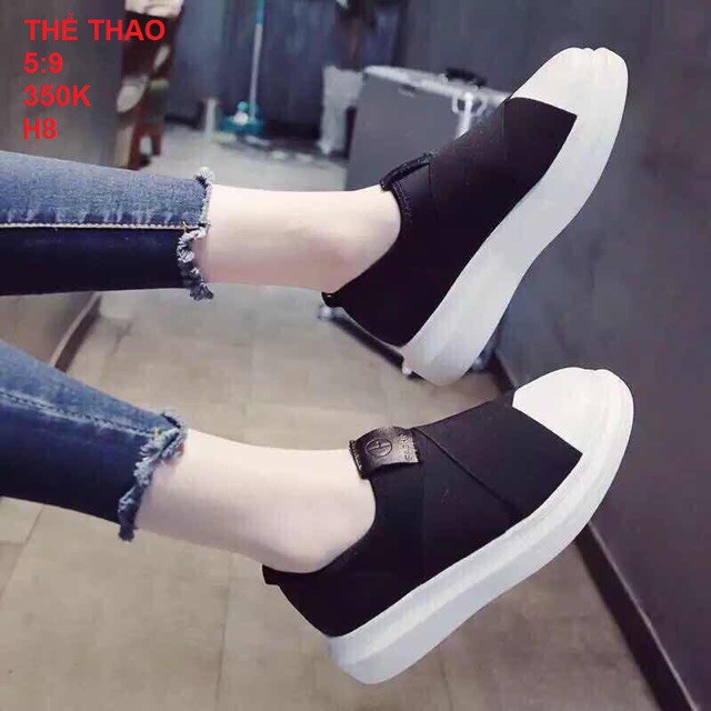 Giày Nữ Đẹp Rẻ 💖FREESHIP📛 Giày Thể Thao Màu Đen Dây Vắt Chéo Siêu Lạ, Giày Sneaker Đế Bằng 3p Chắc Chắn Êm Chân