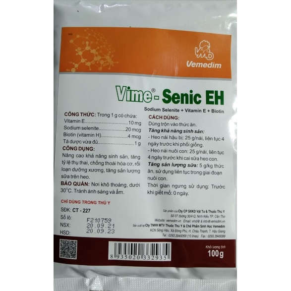 1 gói Vime Senic EH nâng cao khả năng sinh s ản cho gia súc, gia cầm, chim, vẹt