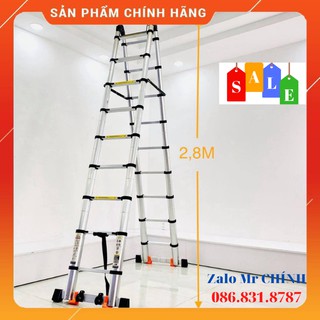 [Xả kho cắt lỗ] THANG NHÔM RÚT ĐÔI 56Al ( 2M8 + 2M8 ) - BH 24 THÁNG