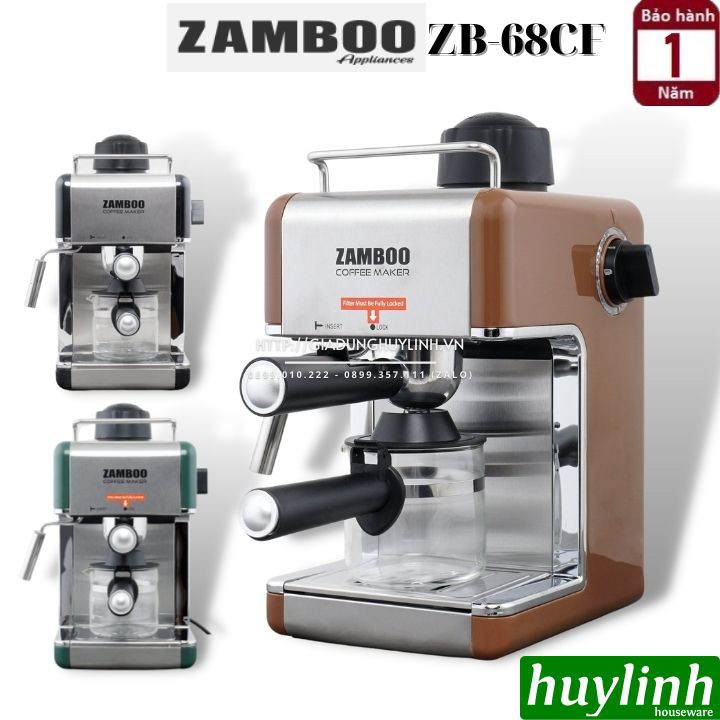 Máy pha cà phê gia đình Zamboo ZB-68CF - 800W - áp lực bơm 3. thumbnail