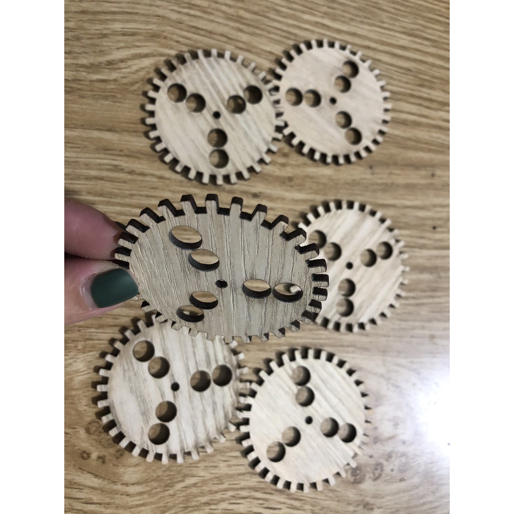 Combo 6 Bánh Răng Bằng Gỗ Hình Răng Cưa Dùng Để Trang Trí, Phụ Kiện Làm Bảng Bận Rộn BusyBoard Mẫu 3