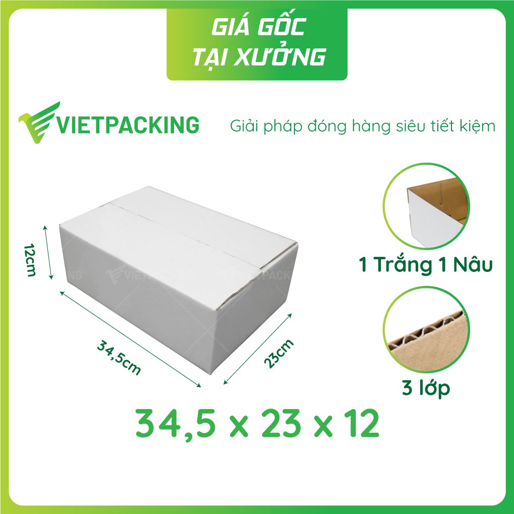 34,5x23x12 - 25 hộp carton trắng đựng giày, quần áo đẹp, sang trọng V2002