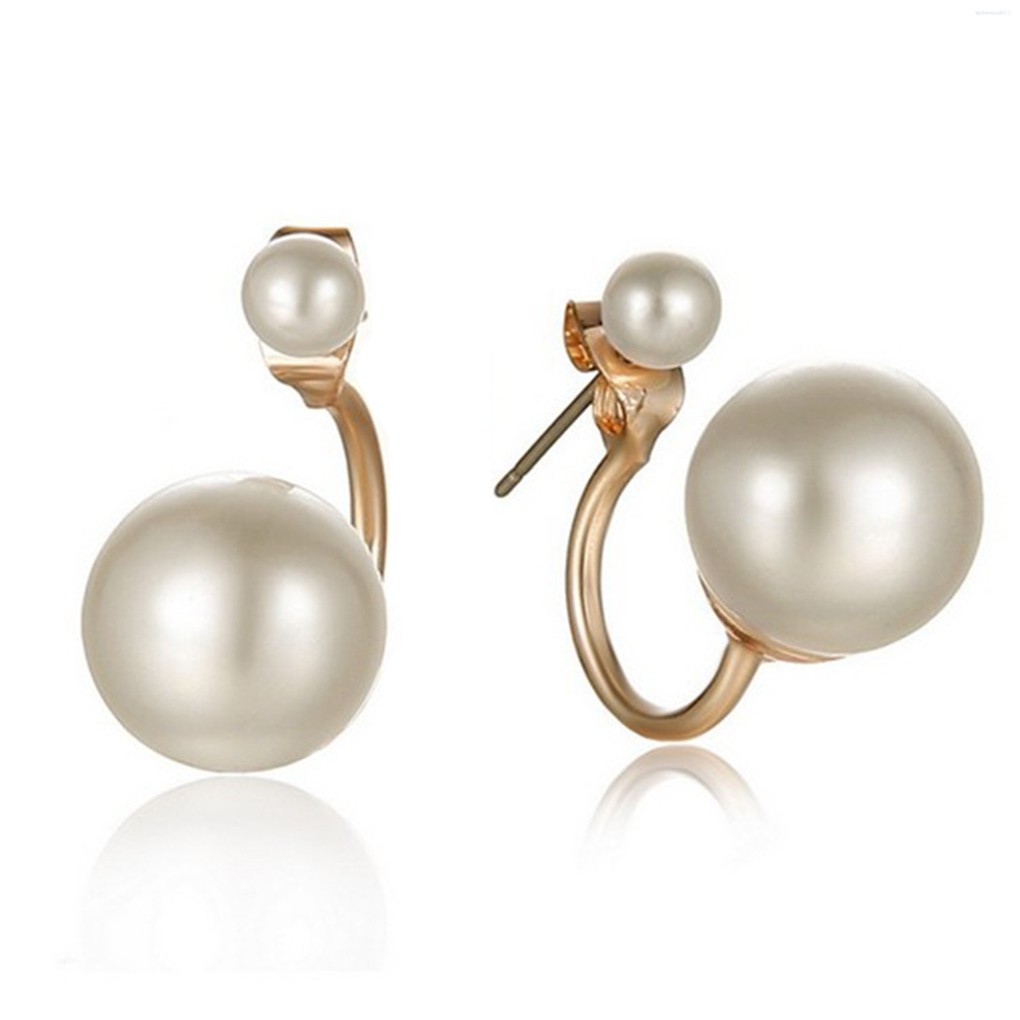 Ladies' 925 Sterling Silver Pearl Ear Stud Dangle Earrings  Kitchentool