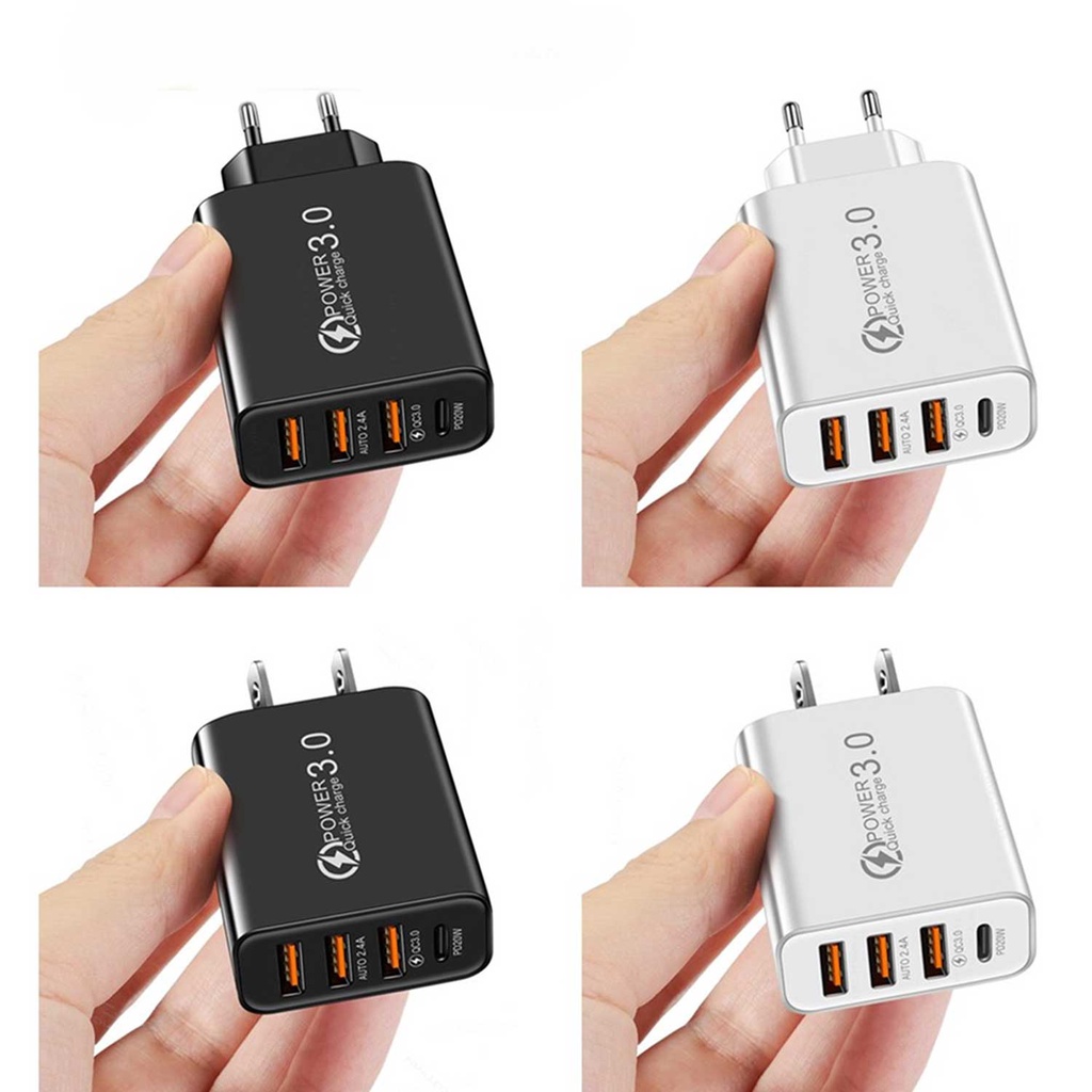 Cốc sạc nhanh QC 3.0 Compatible For PD 20W 3 cổng cho điện thoại thông minh