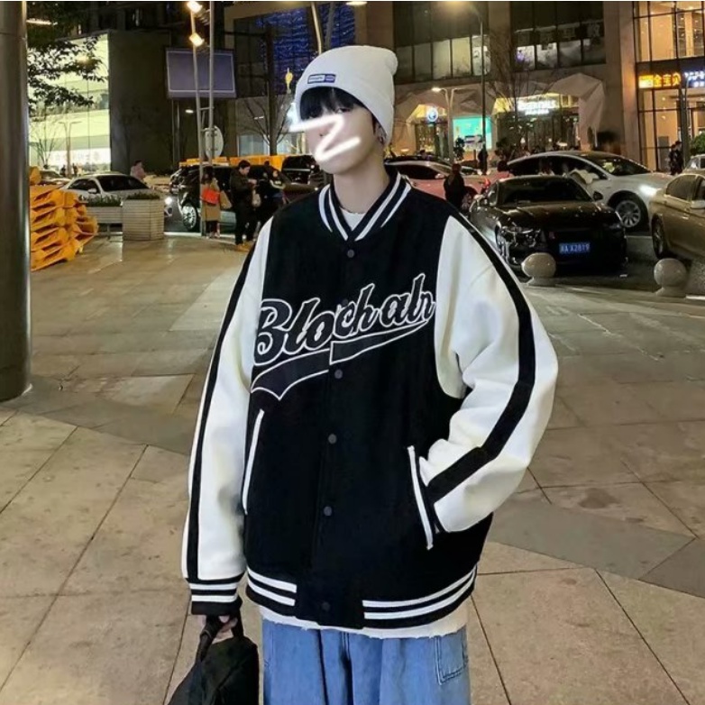 Áo Khoác Bóng Chày Nam Màu Sắc Retro Thời Trang Hàn Quốc