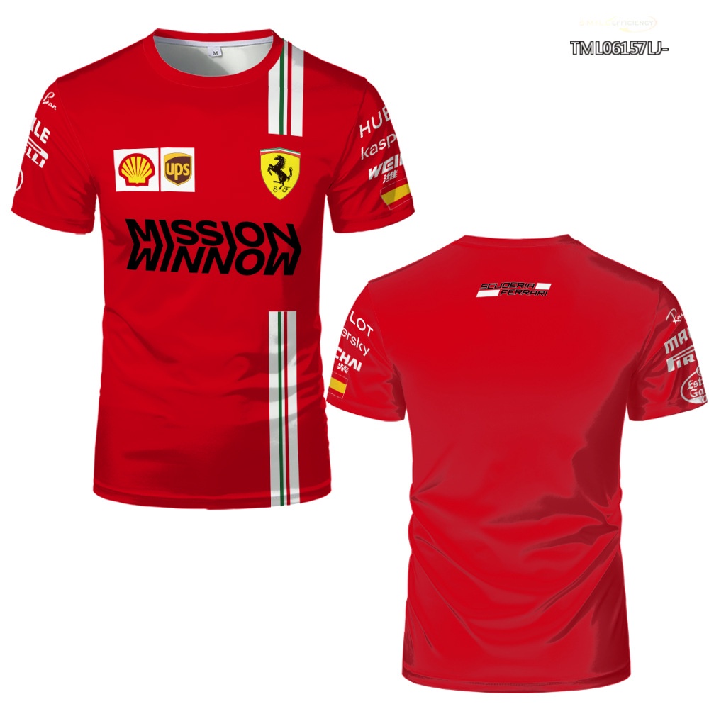 FERRARI Áo Thun Tay Ngắn In Hình 3D F1 Oversized2022 Thời Trang Mùa Hè Cho Nam Nữ
