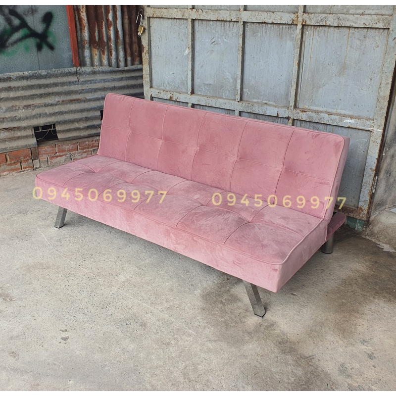 Sofa bed chân inox - sofa giường đa năng màu đen - vải bố
