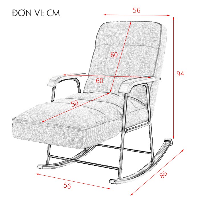 Ghế đọc sách thư giãn, nệm sofa gỗ, ghế bập bênh bảo hành 12 tháng, có vỏ bọc cao cấp, sofa giường