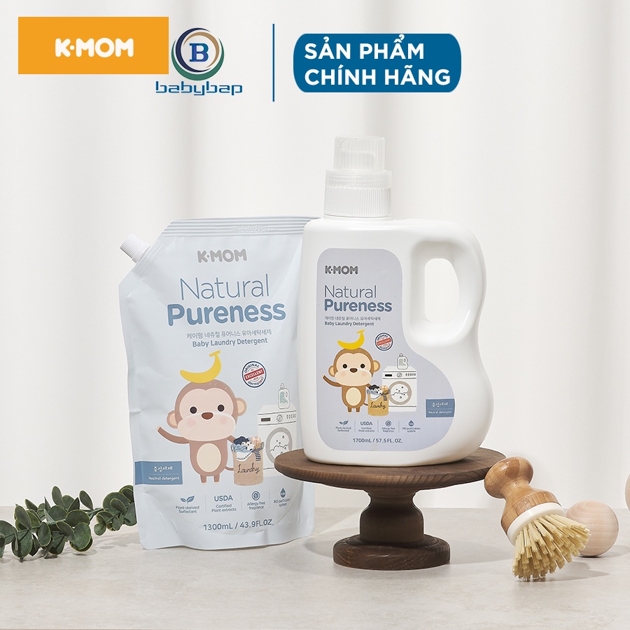 Nước Giặt Đồ Sơ Sinh Hữu Cơ K-Mom Hàn Quốc (Túi 1300ml/(Can 1700ml))