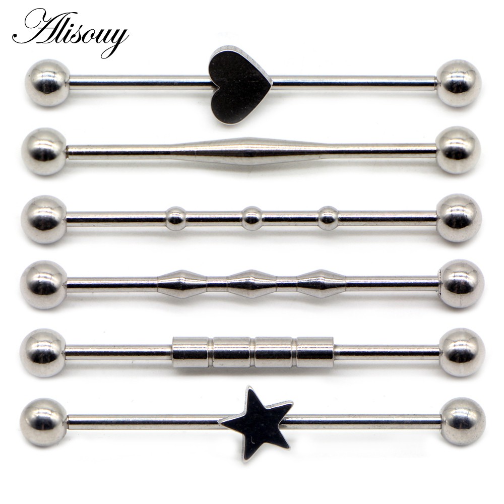 Alisouy 1 Khuyên Tai Công Nghiệp Bằng Thép 14g Màu Vàng / Bạc