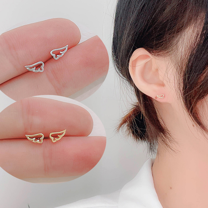 Đôi khuyên tai dạng xỏ đôi cánh thiên thần phong cách Hàn Quốc dự tiệc đáng yêu thời trang làm quà tặng cho học sinh nữ