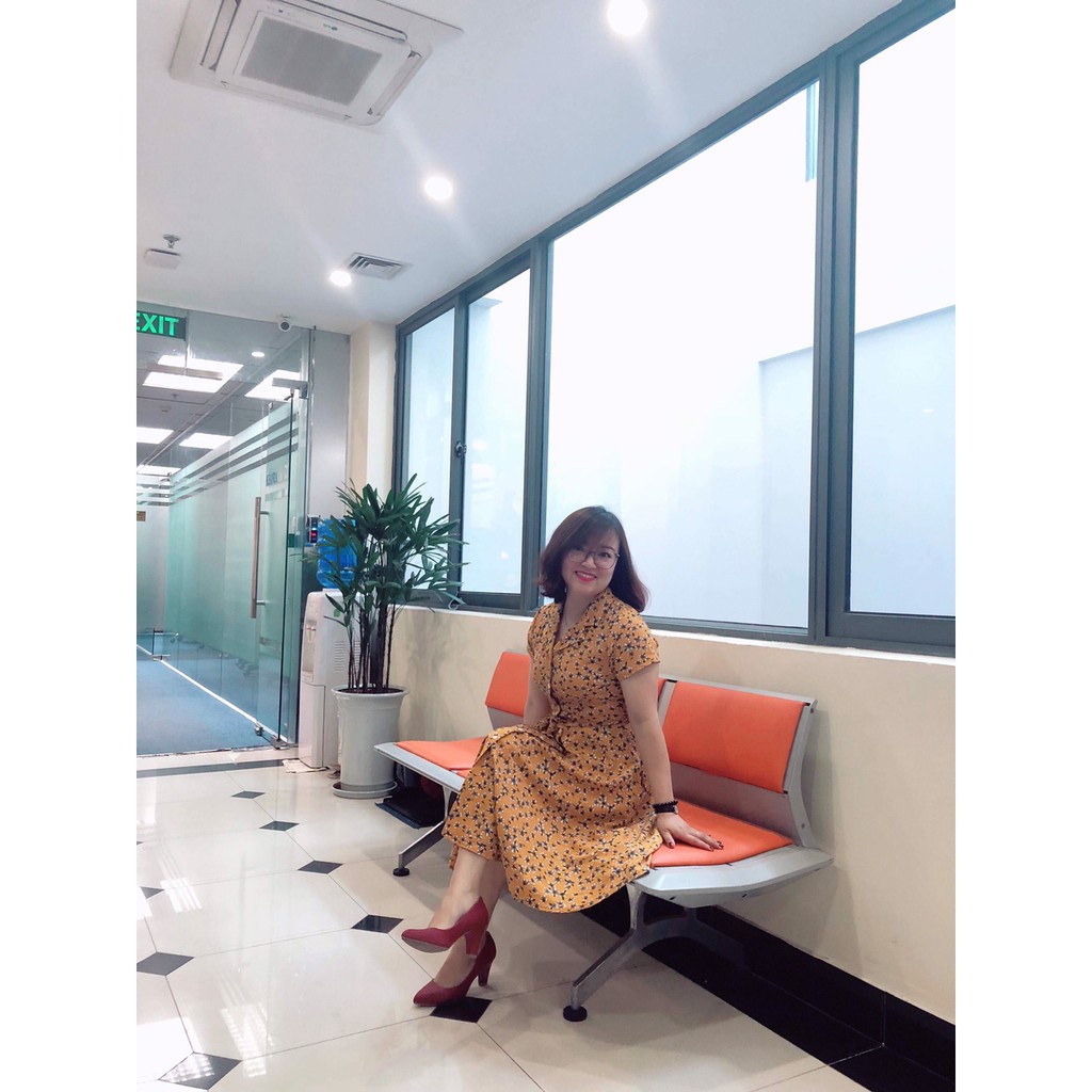 🌸Váy xoè cổ vest thắt dây nơ CC89