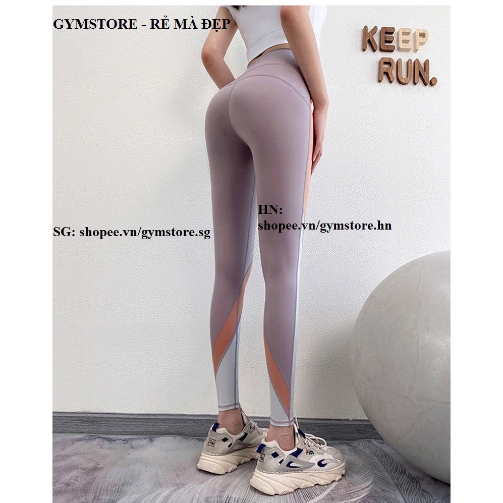 Quần Legging Tập Gym Nữ ❤️𝐇𝐀̀𝐍𝐆 𝐗𝐈̣𝐍❤️ Họa Tiết Phối Màu Co Giãn Cạp Cao Nâng Mông 𝐆𝐘𝐌𝐒𝐓𝐎𝐑𝐄 030