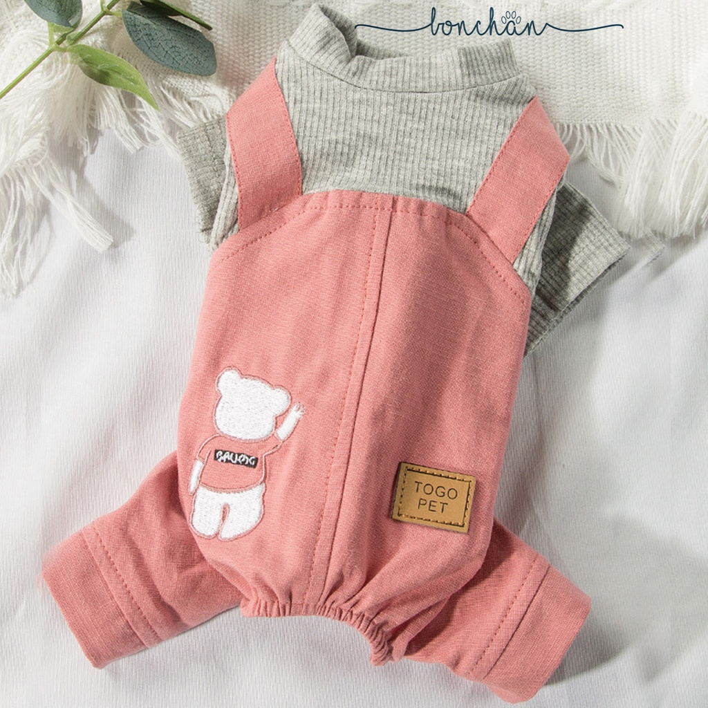 Jumpsuit cho thú cưng - Áo xám phối yếm màu