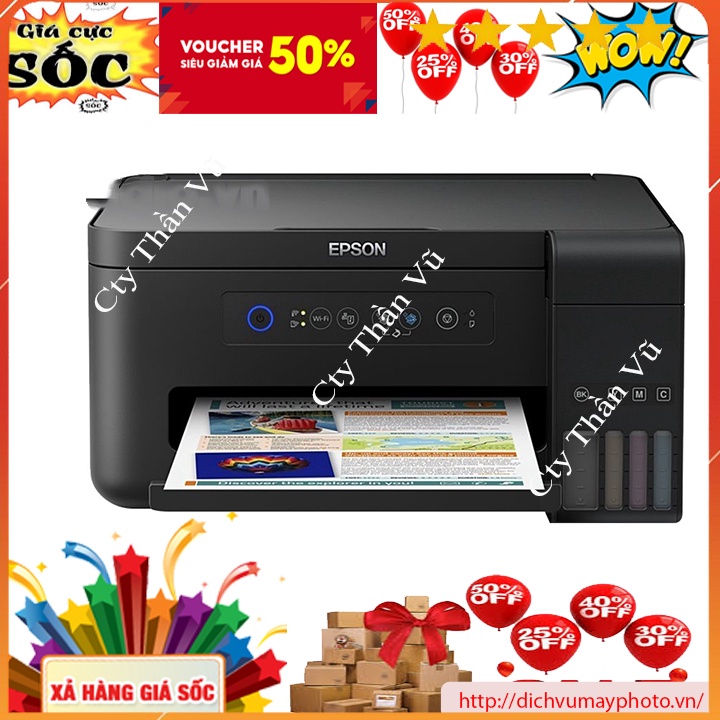 Máy in phun màu cũ Epson L4150 đa chức năng có in phun màu copy scan in wifi không dây chất lượng INECO
