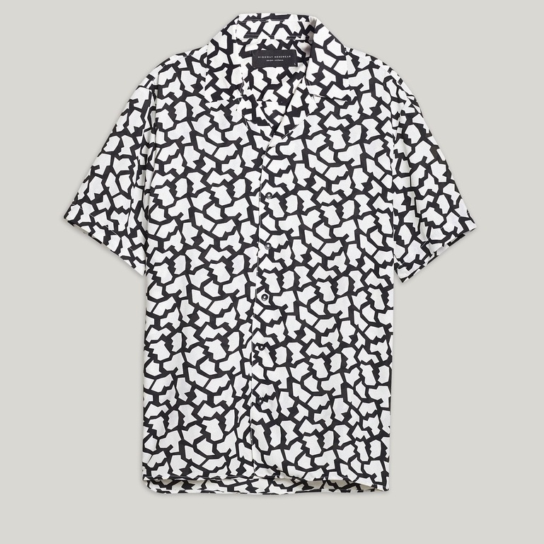 Áo sơ mi ngắn tay nam mềm mịn Highway (Menswear) Puzzle Trắng