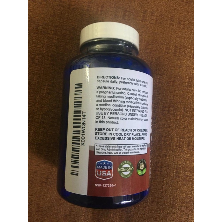 Viên uống hồng sâm Hàn Quốc NusaPure Red Korean Panax Ginseng 4800mg 200 Capsules