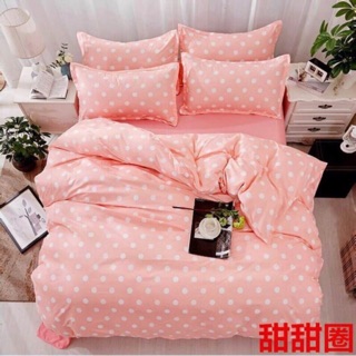 Bộ Vỏ chăn ga gối chấm bi hồng