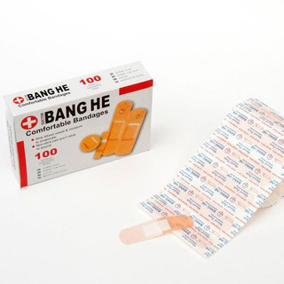 Băng keo cá nhân - băng gạc y tế Bang He giúp bảo vệ các vết thương nhỏ, vết trầy xước, rách da (hộp 100 miếng)