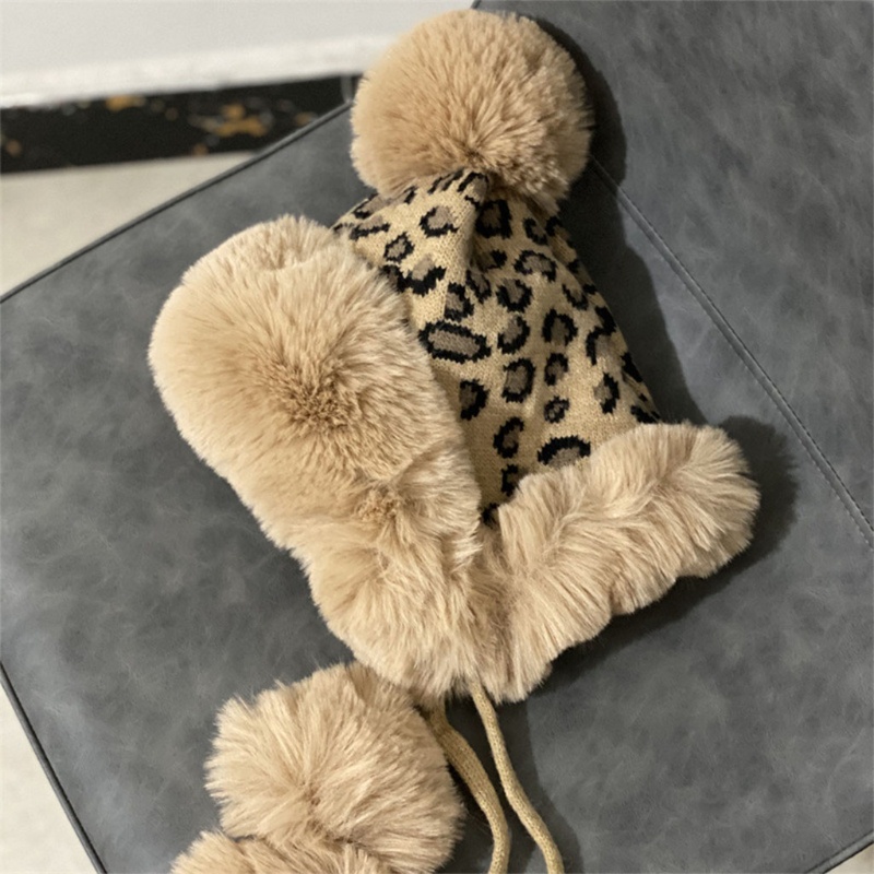 Mũ Len Dệt Kim In Họa Tiết Da Báo 5 Màu Tùy Chọn Thời Trang