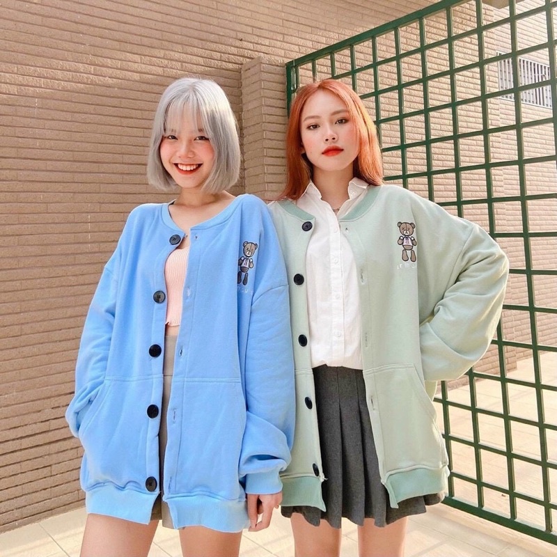 áo khoác nỉ ulzzang form rộng logo thêu ( kèm video )