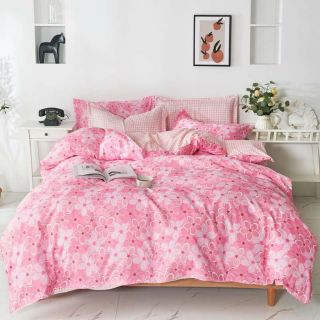 Bộ Chăn Ga Gối Hoa Hồng Cotton Poly Cute
