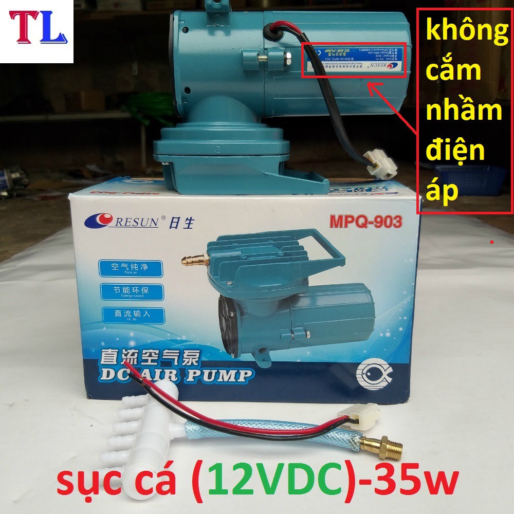 máy sủi thổi khí oxy bể cá xài bình 12v Resun MPQ 903 (35w)