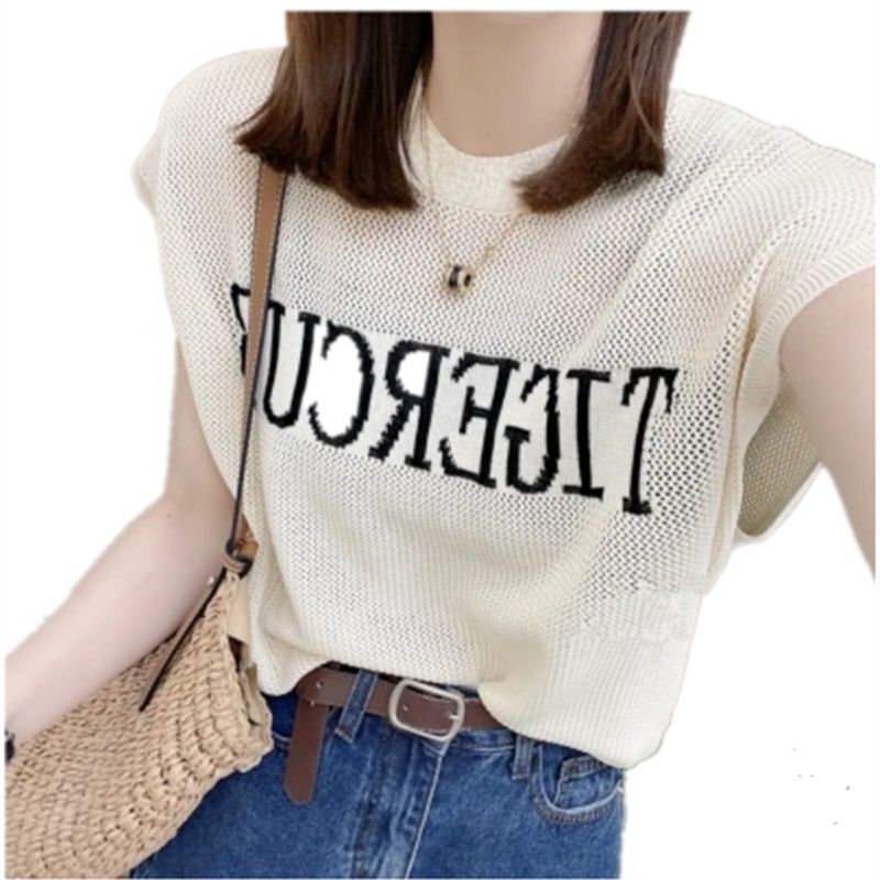 Áo sweater Mỏng Cổ Tròn Dáng Rộng Thiết Kế Chữ Cái Mới Của Hàn Quốc 2022