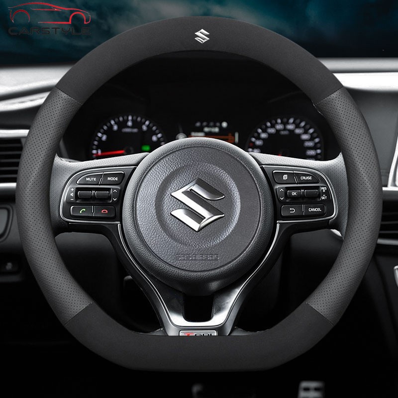 Vỏ Bọc Vô Lăng Xe Hơi Bằng Da Thoáng Khí Cho Suzuki Swift Grand Vitara Jimny Ertiga SX4 Alto Ciaz Dzire APV S-Cross XL7 Ignis Alivio Kizashi Cire 2018 2021