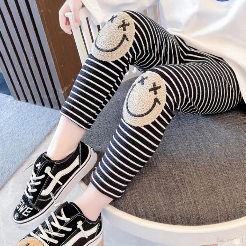Quần Legging cotton Họa Tiết Sọc Ngang Dễ Thương Dành Cho Bé Gái
