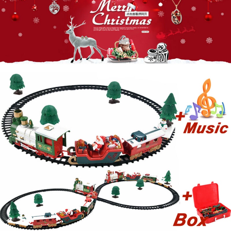 Bộ đồ chơi xe lửa hình cây thông Noel có đèn và nhạc cho bé