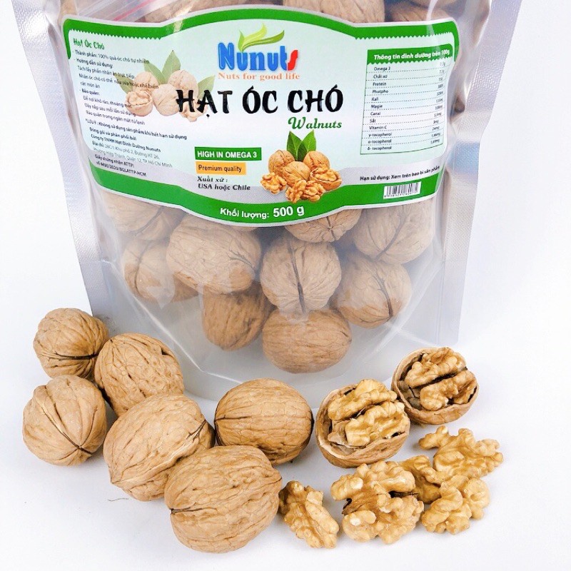 500g Hạt óc chó CÒN VỎ Mỹ (VÀNG), tặng kèm khạy tách vỏ Nunuts, hạt óc chó hữu cơ tốt cho bà bầu.