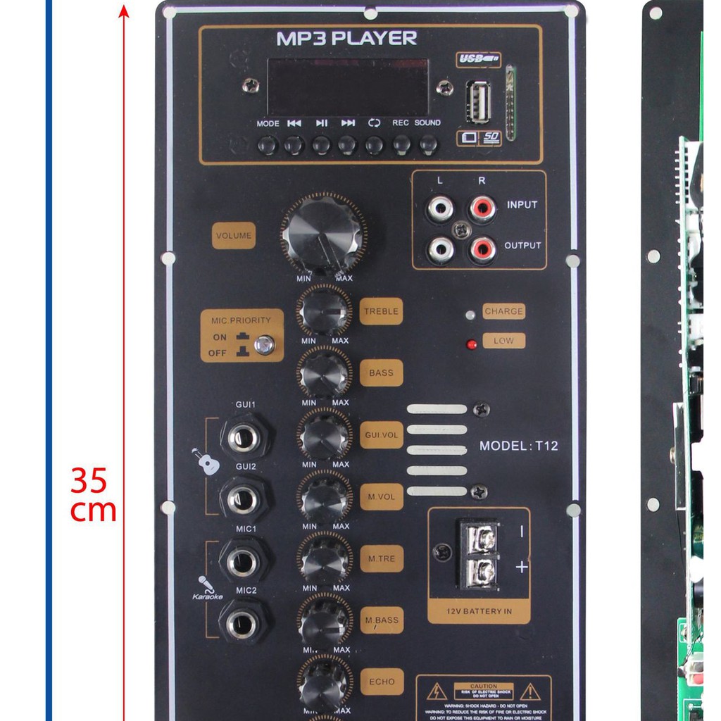 Bo Mạch Loa Kéo T12  120w đánh Bass 30  đôi, 40  đơn, kích thước 14.5 * 35