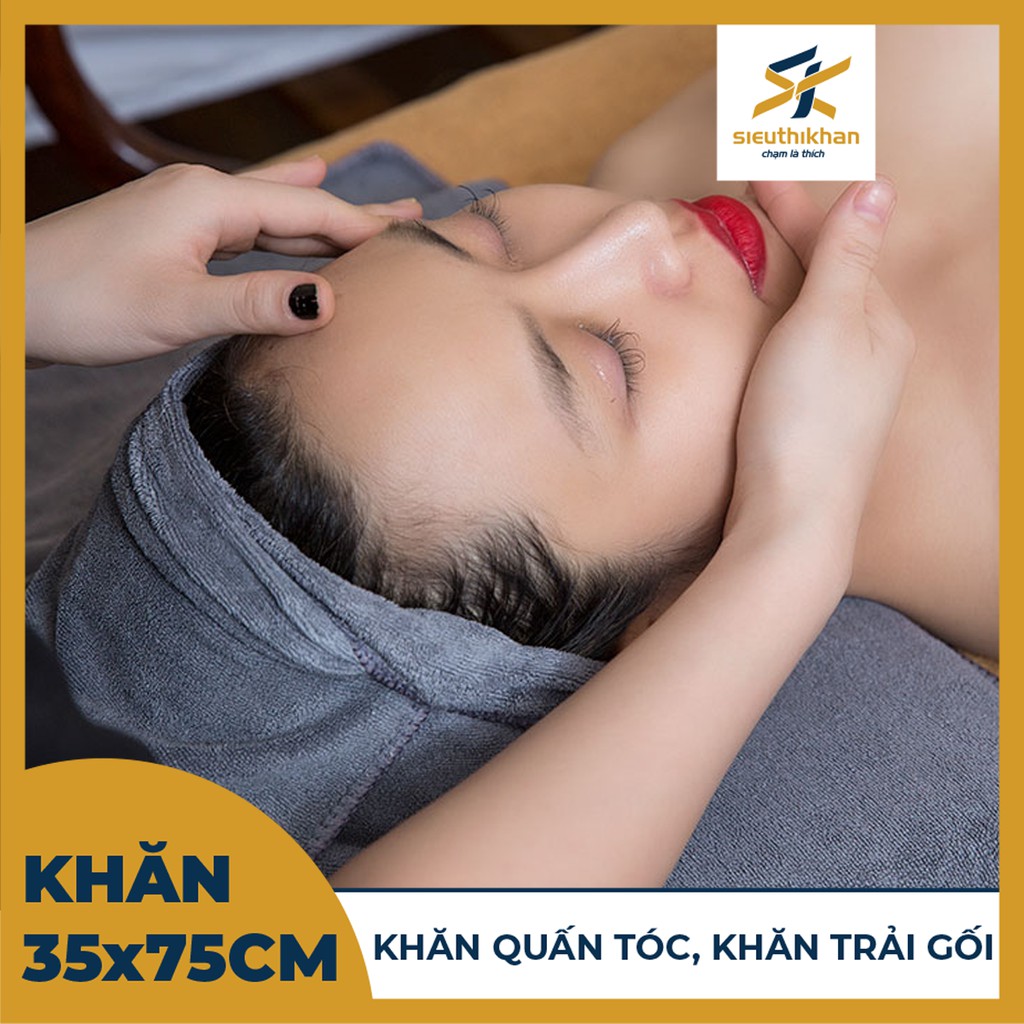 Khăn quấn tóc, trải gối spa - Thấm nước, nhanh khô kích thước 35x75cm/110gram | SIÊU THỊ KHĂN