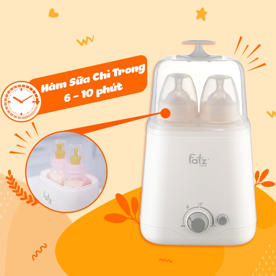 Máy hâm sữa hai bình cổ rộng Dou 1 Fatz Baby FB3012SL