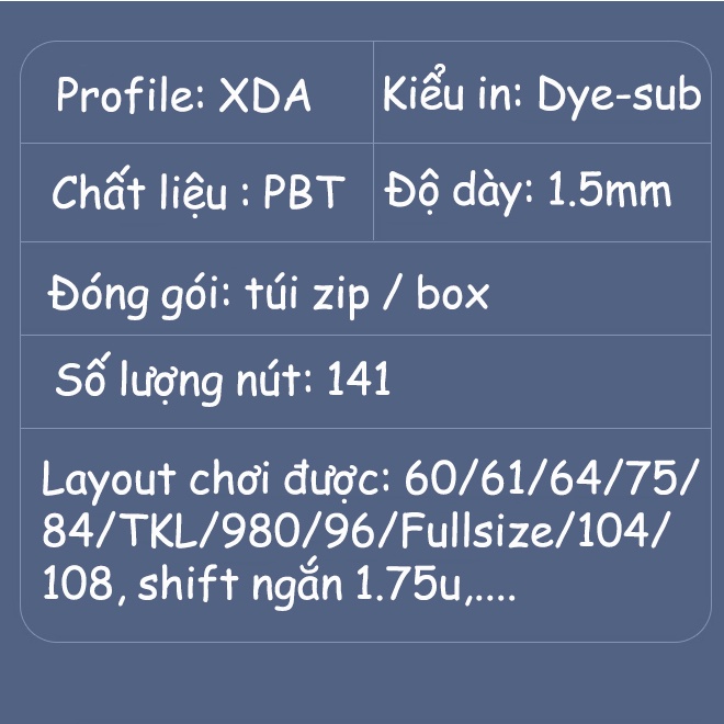 Keycap XDA Virtual War PBT nút bàn phím