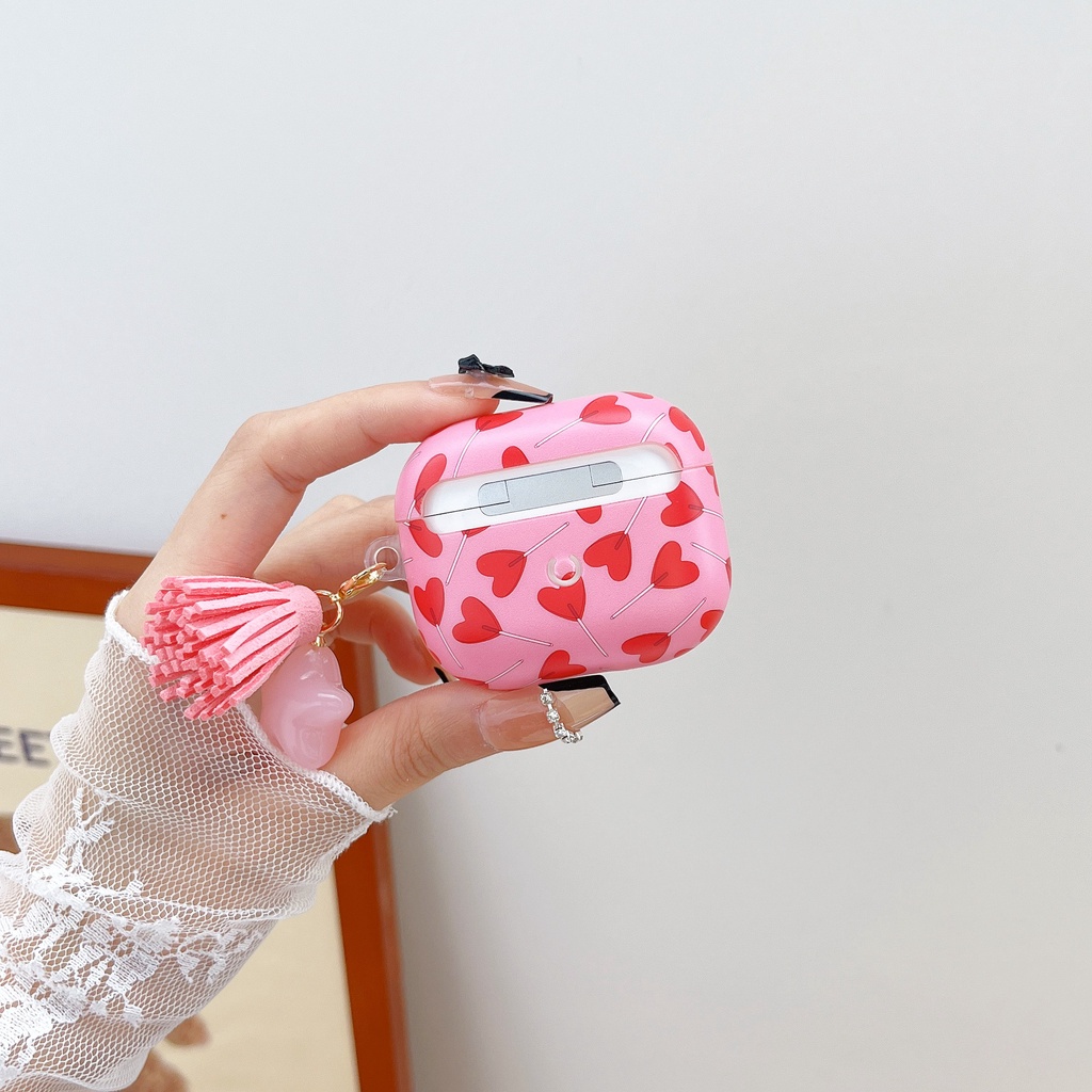 Vỏ Bảo Vệ Hộp Sạc Tai Nghe AirPods3 Pro AirPods2gen Màu Hồng Họa Tiết Trái Tim Dễ Thương 2021 Ốp